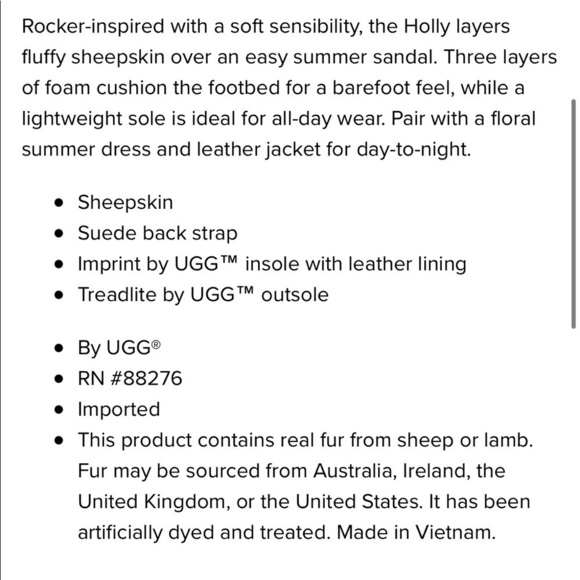 UGG Holly Lamb Fur Fluffy Leather Sandal 7 NEW - Picture 7 of 9